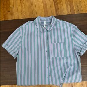 Anthropologie Striped Button-Down Shirt in Blue and Purple